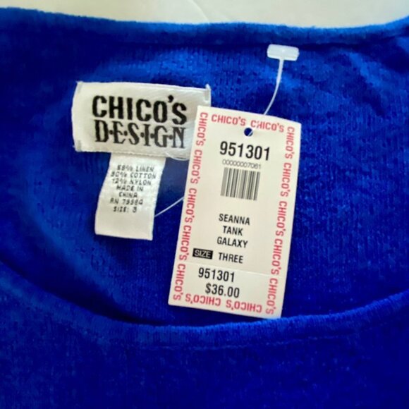 Chico's Seanna Tank Linen Blend Blue Chico's Size 3 - US Size XL NEW NWT - Picture 7 of 9